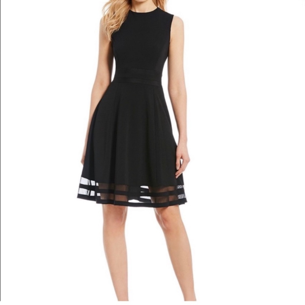 NWT Calvin Klein Fit Flare Illusion Mesh Dress - Picture 3 of 10